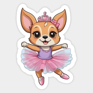 Chihuahua Ballerina Cartoon Sticker